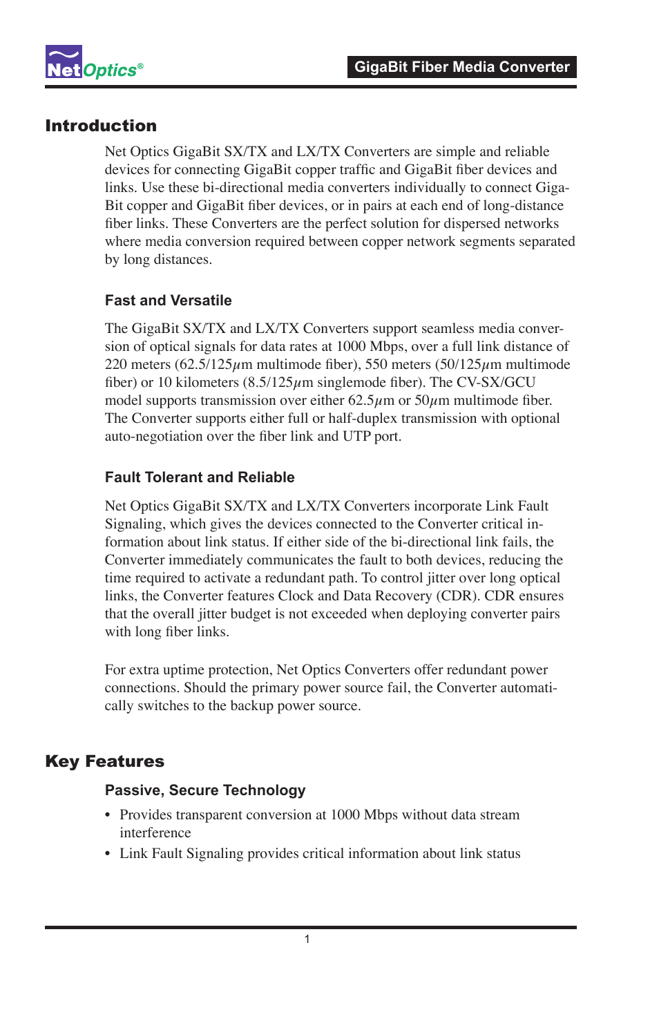 Net Optics GigaBit Fiber Media Converter User Manual | Page 5 / 16