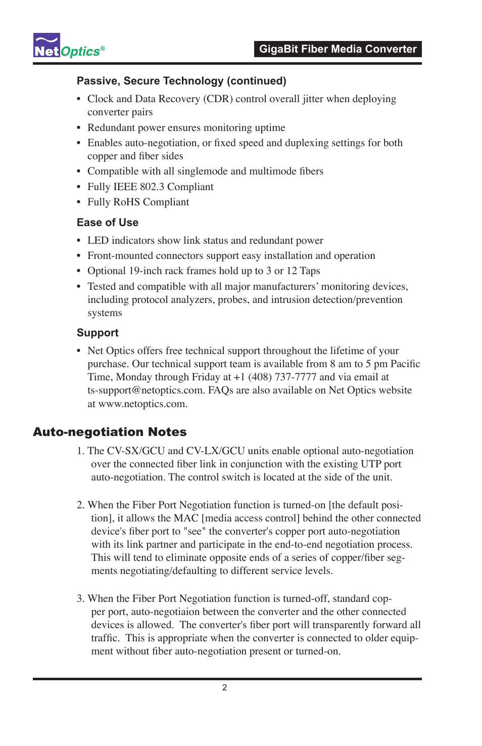 Net Optics GigaBit Fiber Media Converter User Manual | Page 6 / 16