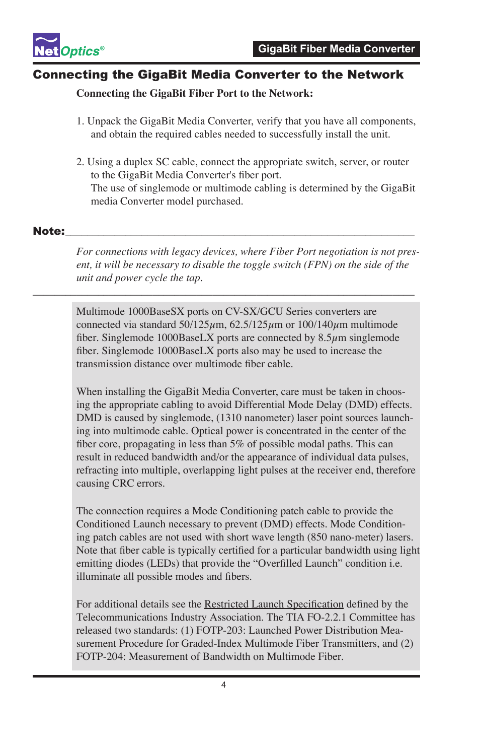 Net Optics GigaBit Fiber Media Converter User Manual | Page 8 / 16