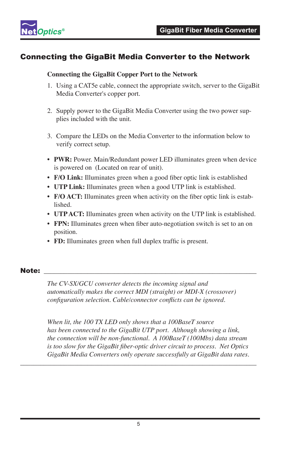 Net Optics GigaBit Fiber Media Converter User Manual | Page 9 / 16