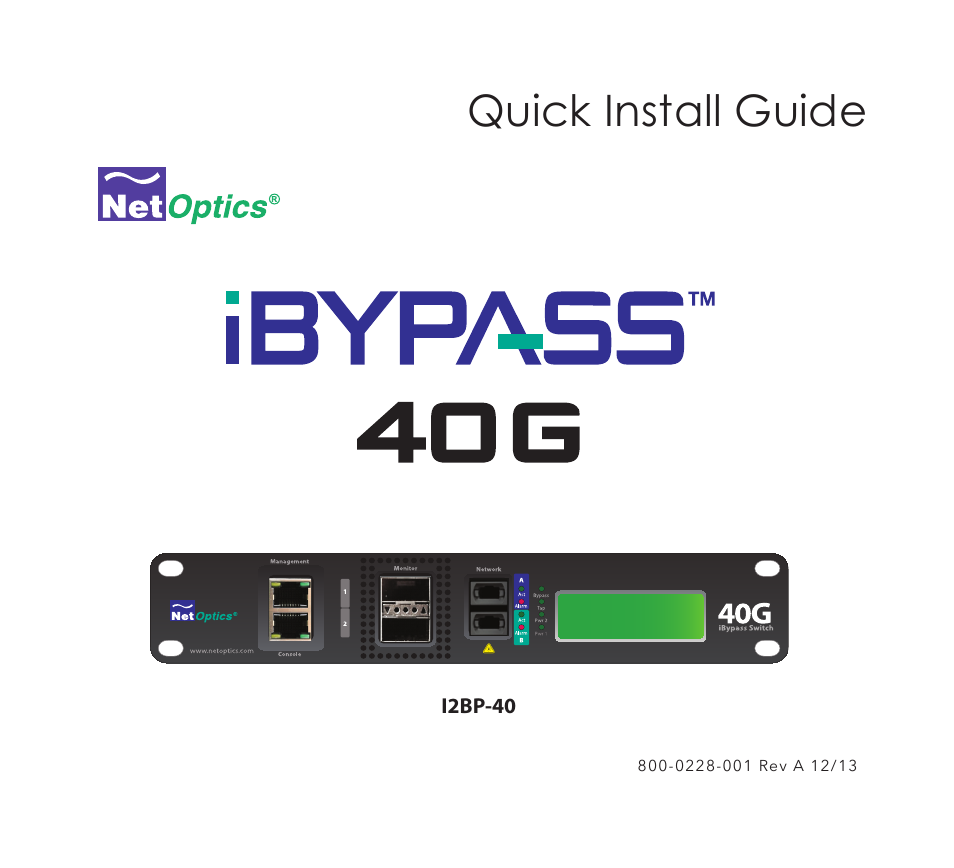 Net Optics iBypass 40G User Manual | 20 pages