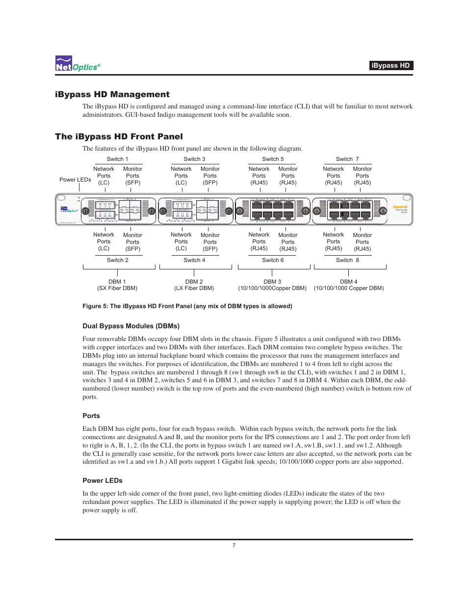 Ibypass hd management the ibypass hd front panel, Ibypass hd management, The ibypass hd front panel | Net Optics iBypass HD User Manual | Page 11 / 49