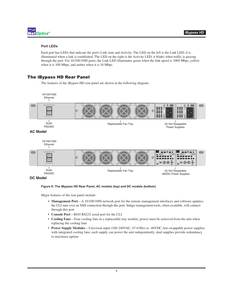 The ibypass hd rear panel | Net Optics iBypass HD User Manual | Page 12 / 49