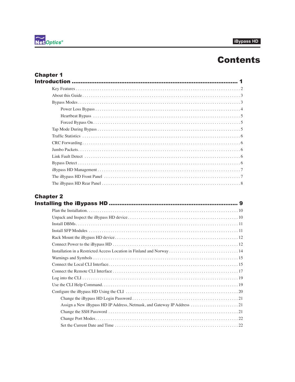 Net Optics iBypass HD User Manual | Page 3 / 49
