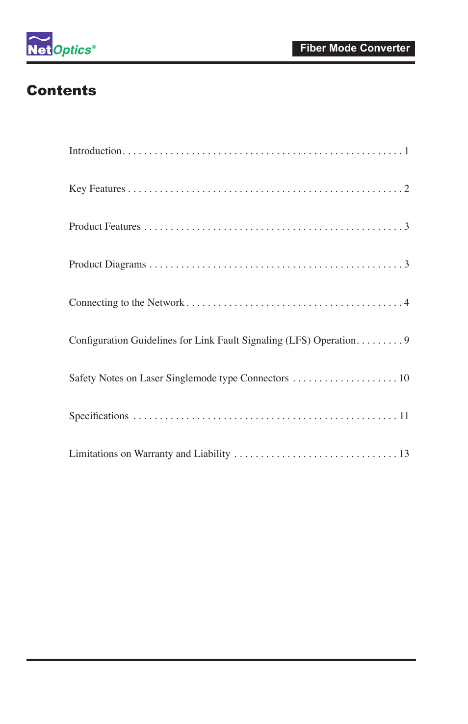 Net Optics Fiber Mode Converters User Manual | Page 3 / 20