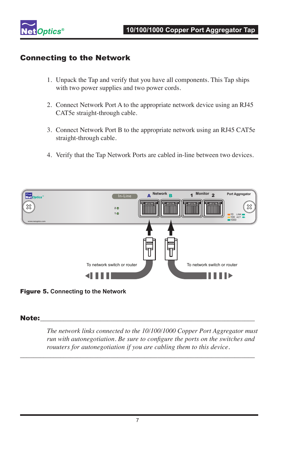 Connecting_to_the_network | Net Optics 10_100_1000 Copper Port Aggregator User Manual | Page 11 / 16