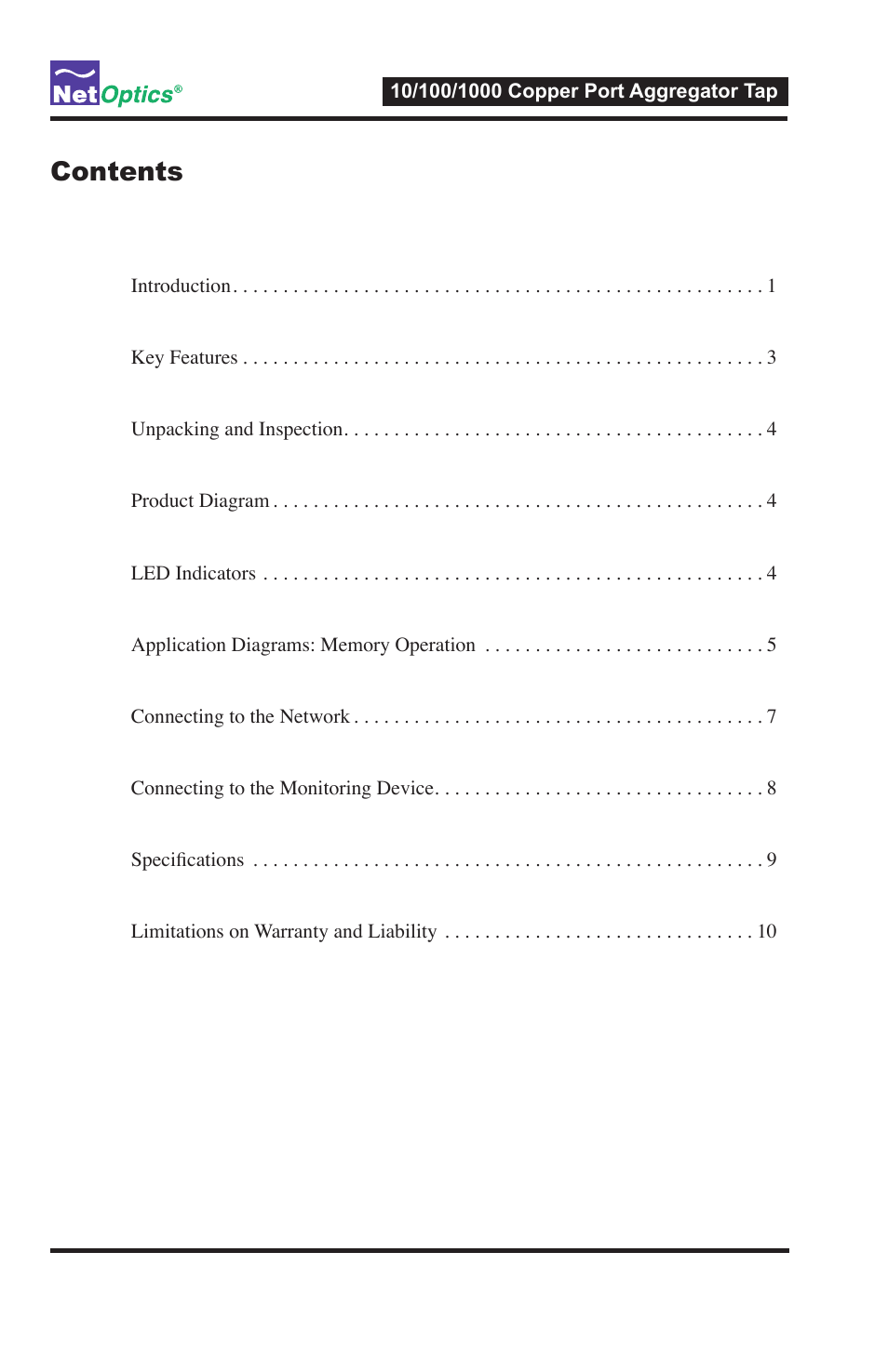 Net Optics 10_100_1000 Copper Port Aggregator User Manual | Page 3 / 16