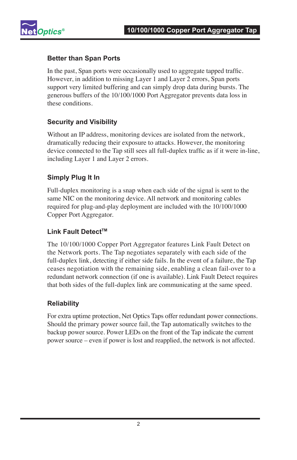 Net Optics 10_100_1000 Copper Port Aggregator User Manual | Page 6 / 16