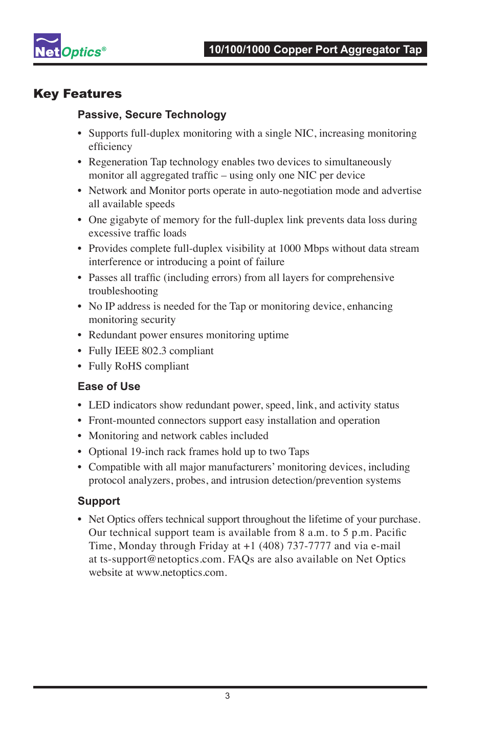 Net Optics 10_100_1000 Copper Port Aggregator User Manual | Page 7 / 16