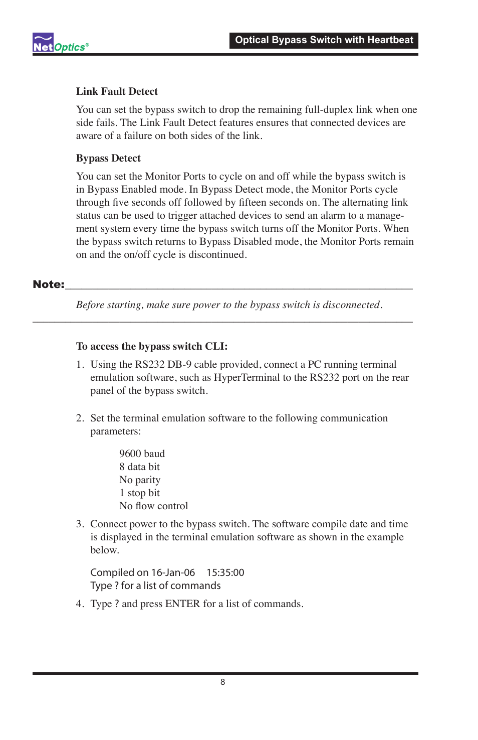 Net Optics Optical Bypass Switch w_Heartbeat User Manual | Page 12 / 20