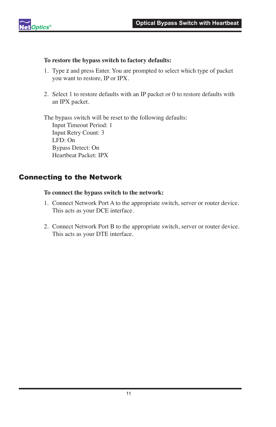 Net Optics Optical Bypass Switch w_Heartbeat User Manual | Page 15 / 20