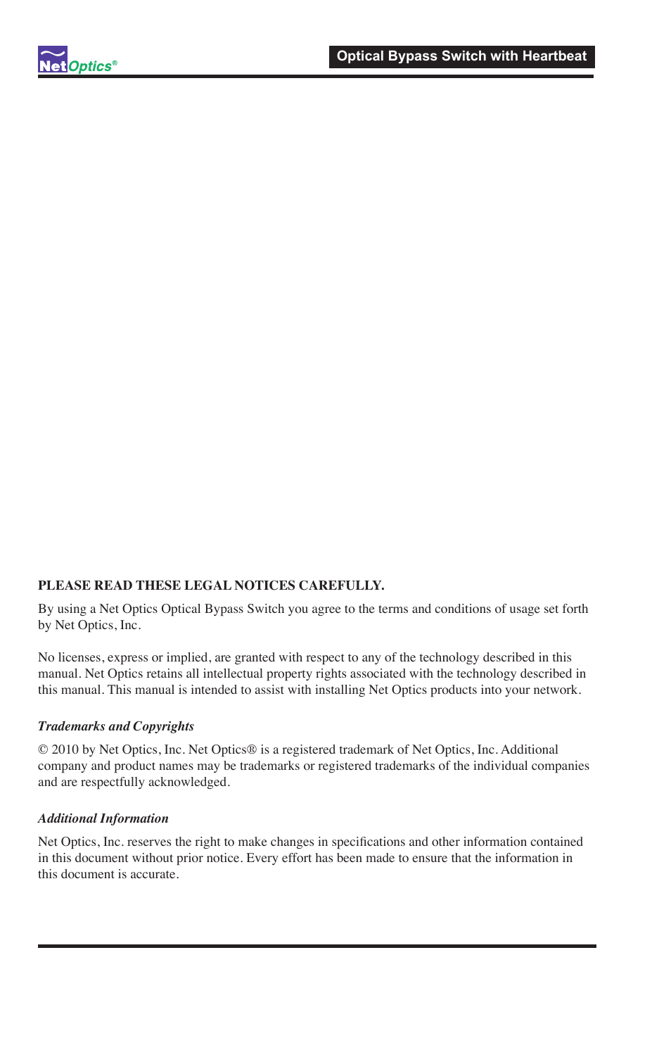 Net Optics Optical Bypass Switch w_Heartbeat User Manual | Page 4 / 20