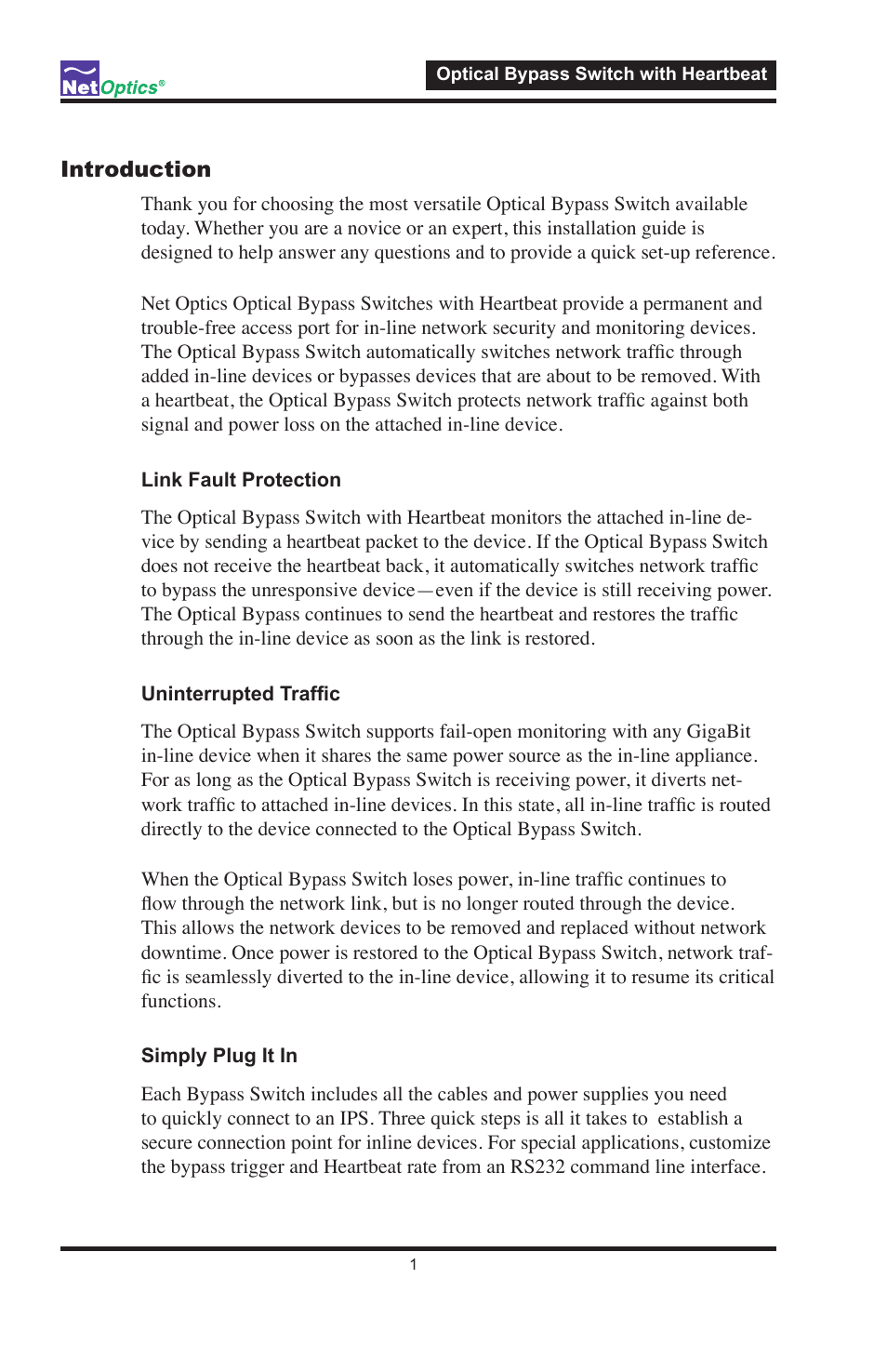 Net Optics Optical Bypass Switch w_Heartbeat User Manual | Page 5 / 20