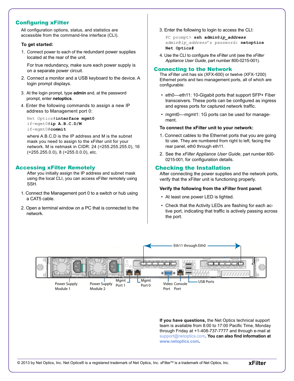 Xfilter | Net Optics xFilter User Manual | Page 2 / 2