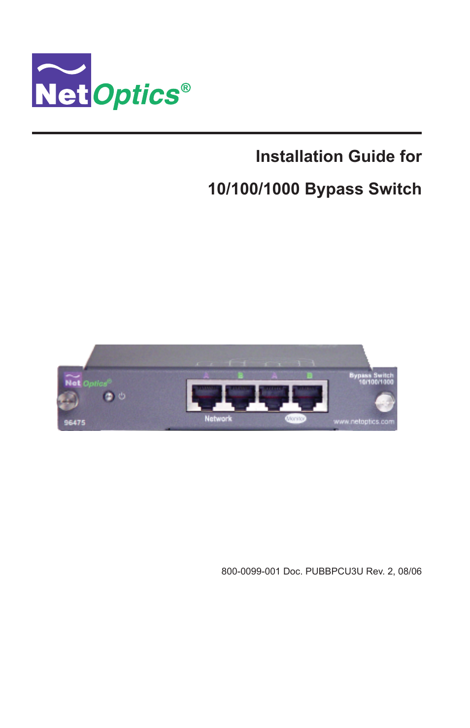 Net Optics 10_100_1000 Bypass Switch User Manual | 16 pages