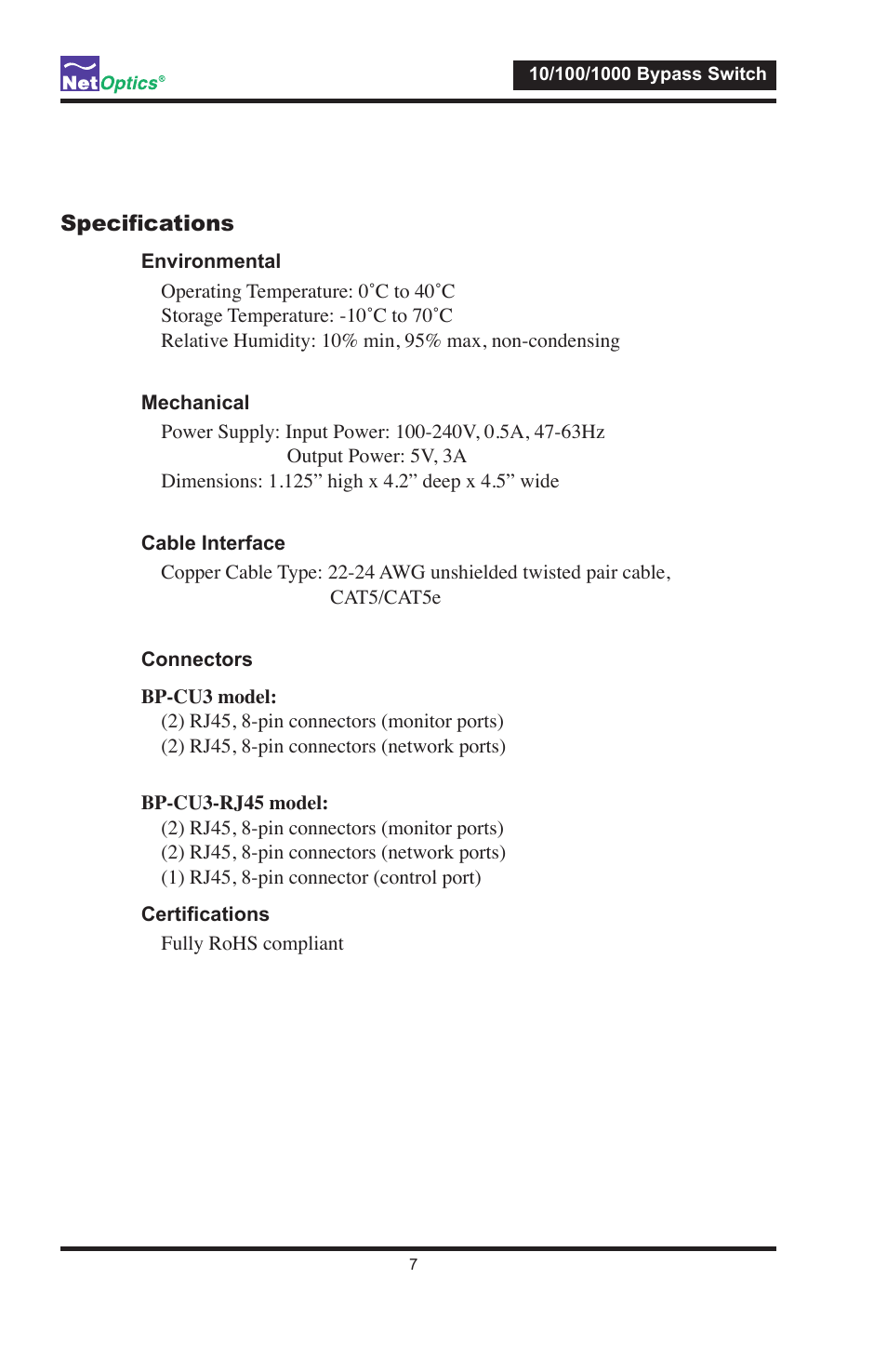 Net Optics 10_100_1000 Bypass Switch User Manual | Page 11 / 16