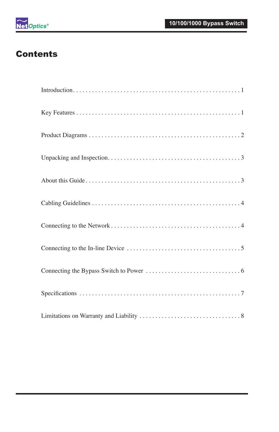 Net Optics 10_100_1000 Bypass Switch User Manual | Page 3 / 16