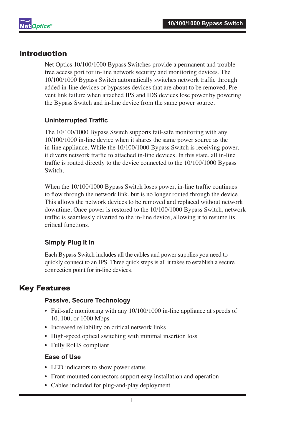 Net Optics 10_100_1000 Bypass Switch User Manual | Page 5 / 16