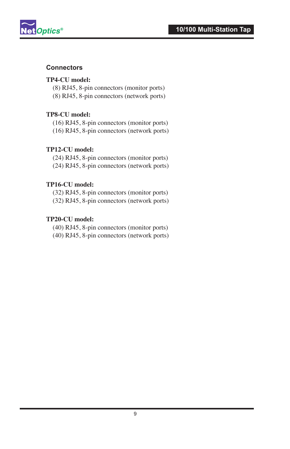 Net Optics 10_100BaseT Multi-Station Tap User Manual | Page 13 / 16