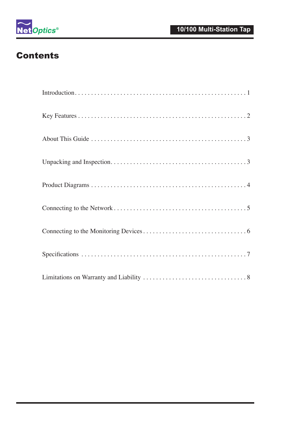 Net Optics 10_100BaseT Multi-Station Tap User Manual | Page 3 / 16