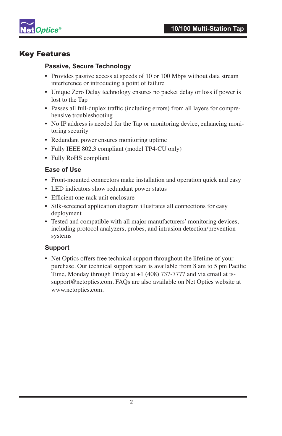 Net Optics 10_100BaseT Multi-Station Tap User Manual | Page 6 / 16