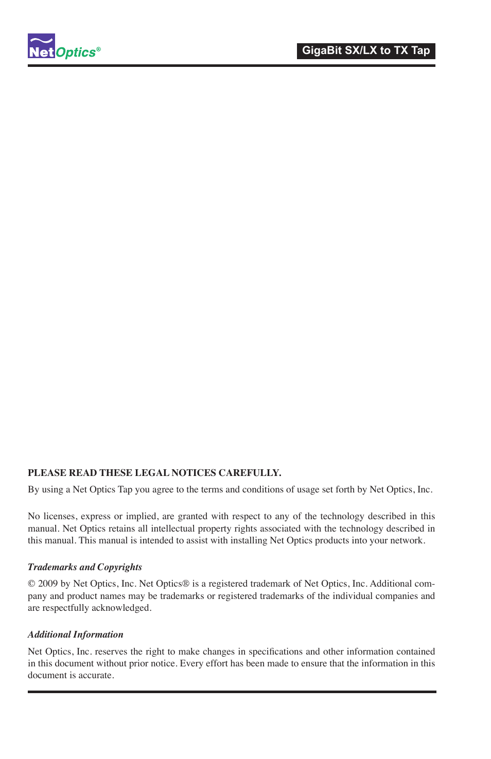 Net Optics GigaBit SX_LX to TX Tap User Manual | Page 4 / 16