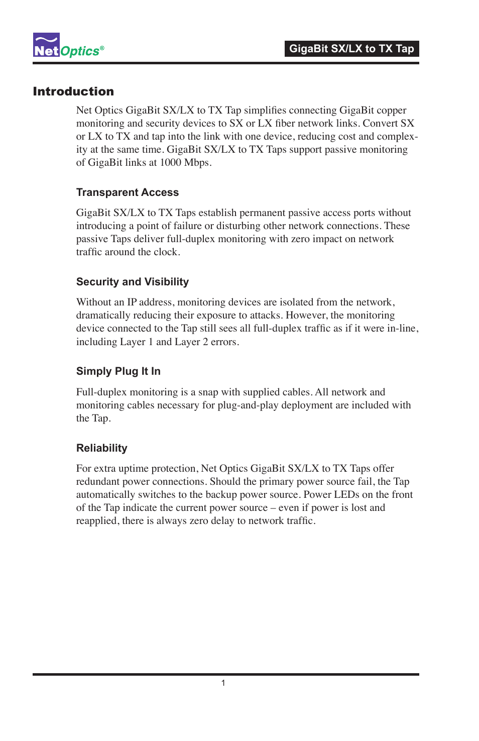 Net Optics GigaBit SX_LX to TX Tap User Manual | Page 5 / 16