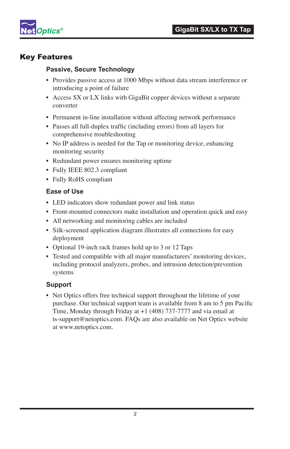 Net Optics GigaBit SX_LX to TX Tap User Manual | Page 6 / 16