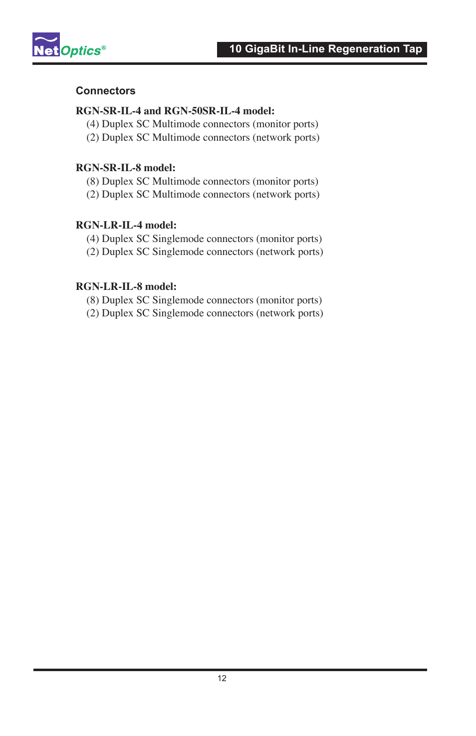 Net Optics 10 GigaBit In-Line Regeneration Taps User Manual | Page 16 / 20