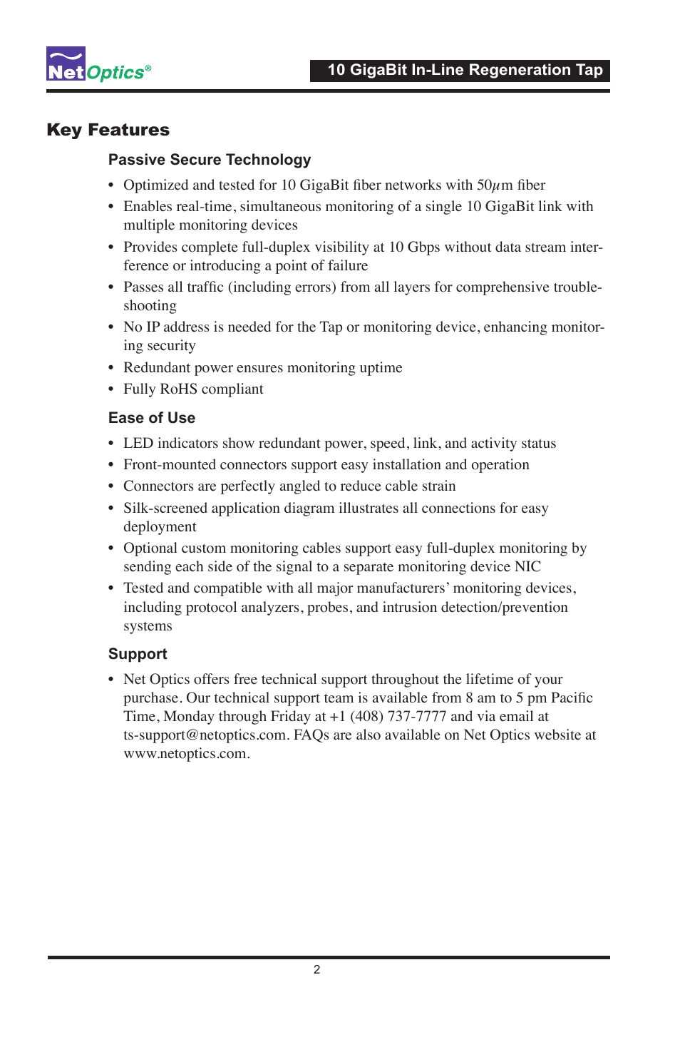 Net Optics 10 GigaBit In-Line Regeneration Taps User Manual | Page 6 / 20