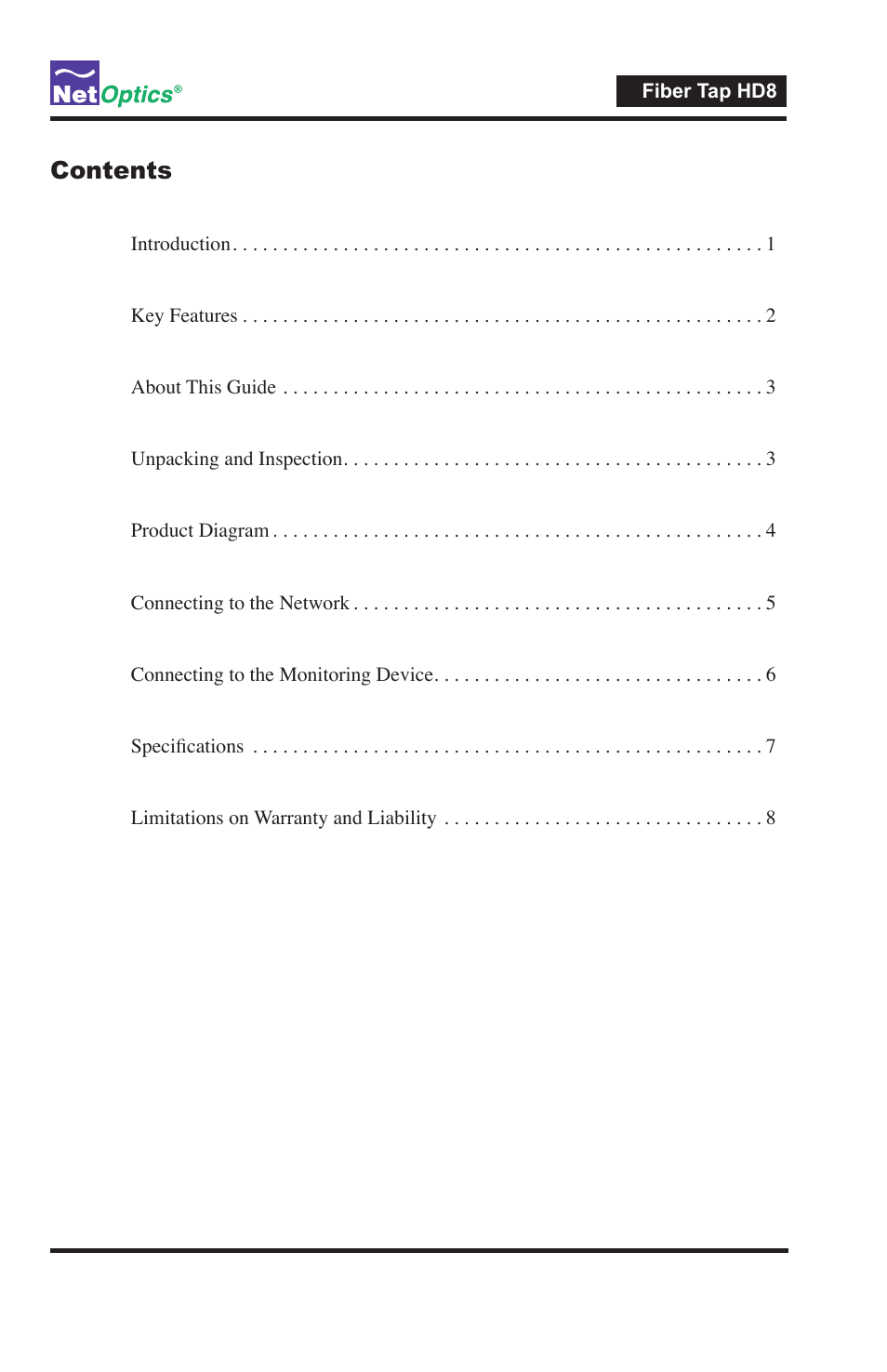 Net Optics Fiber Tap HD8 User Manual | Page 3 / 16