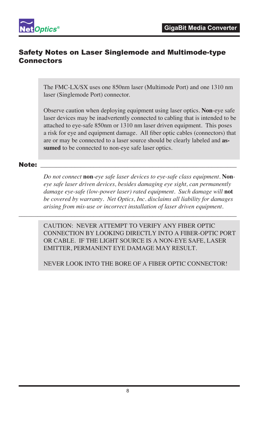 Net Optics GigaBit Media Converters User Manual | Page 12 / 20