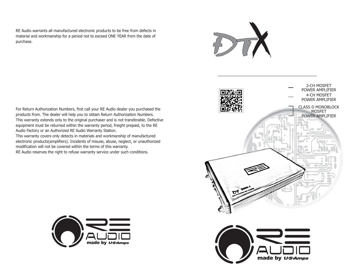 RE Audio DTX series User Manual | 6 pages