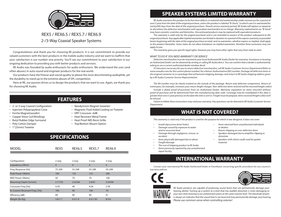 RE Audio REX6.9 User Manual | 1 page