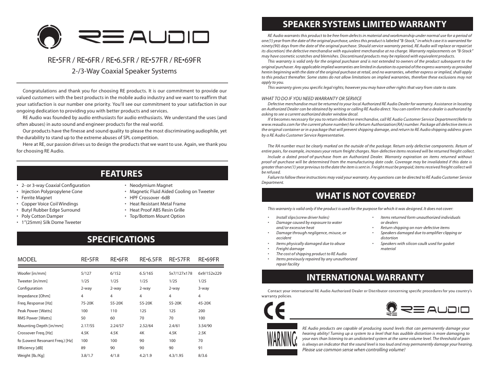 RE Audio RE-69FR User Manual | 1 page