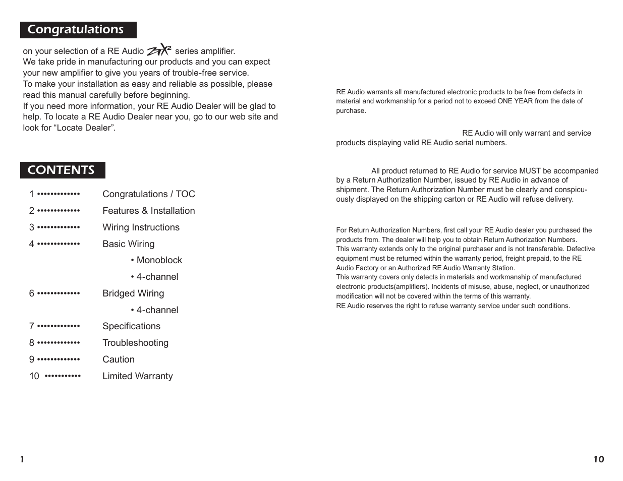 RE Audio ZTX v2 series User Manual | Page 2 / 6