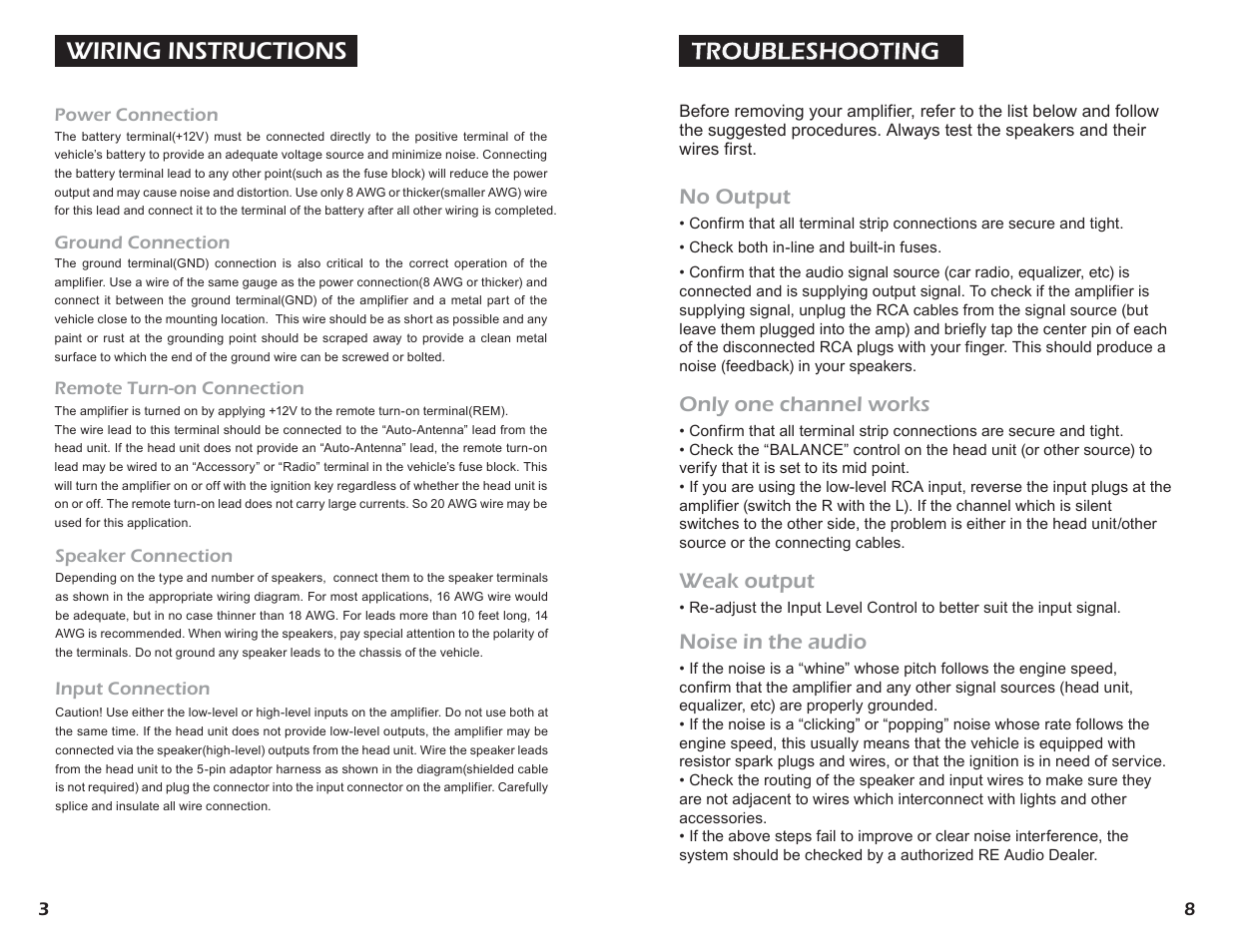 Wiring instructions | RE Audio ZTX v2 series User Manual | Page 4 / 6