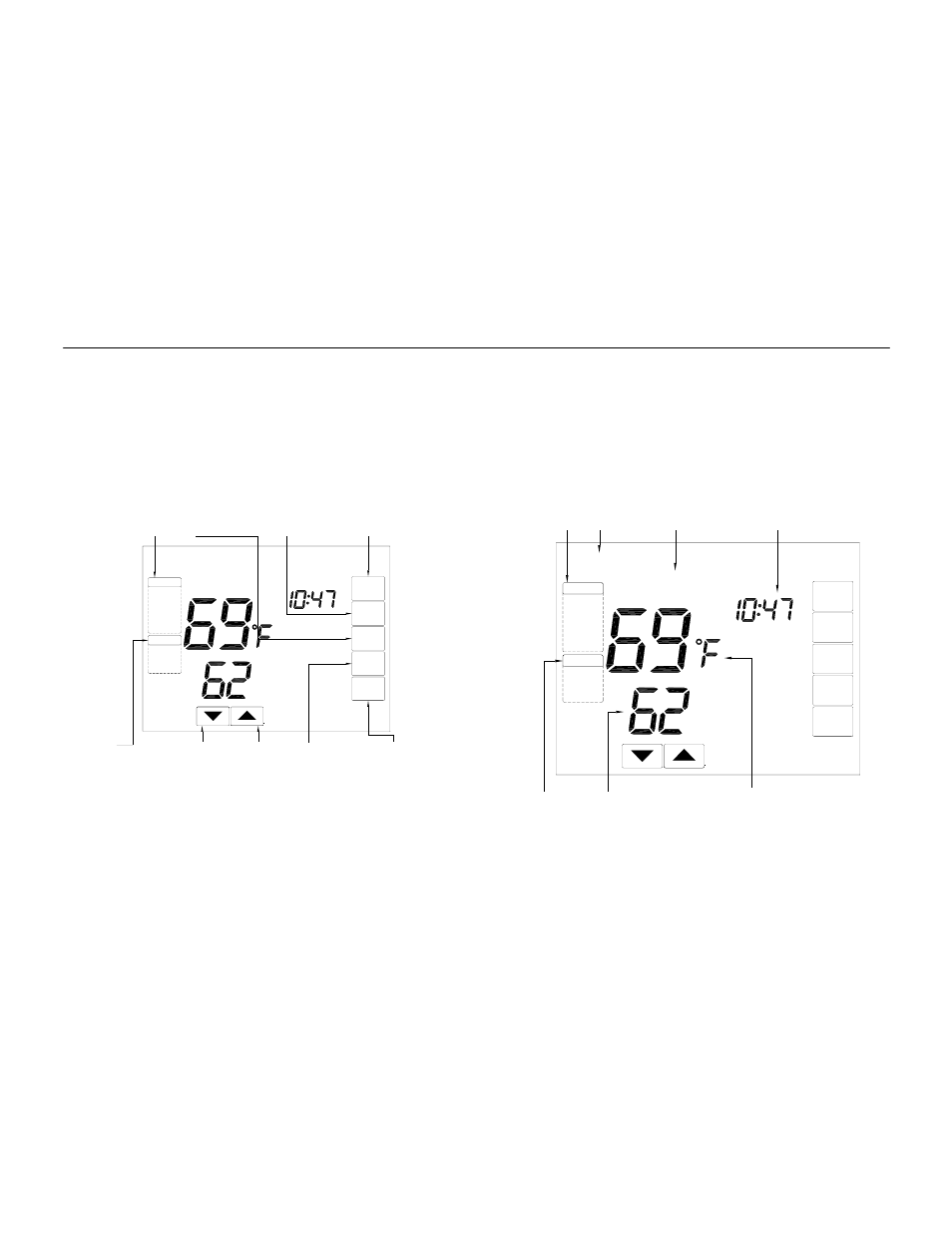 Operation, Thermostat keys thermostat display, Cdt900 series touchscreen programmable thermostata | Room | Comfort Stat CDT901 User Manual | Page 63 / 102