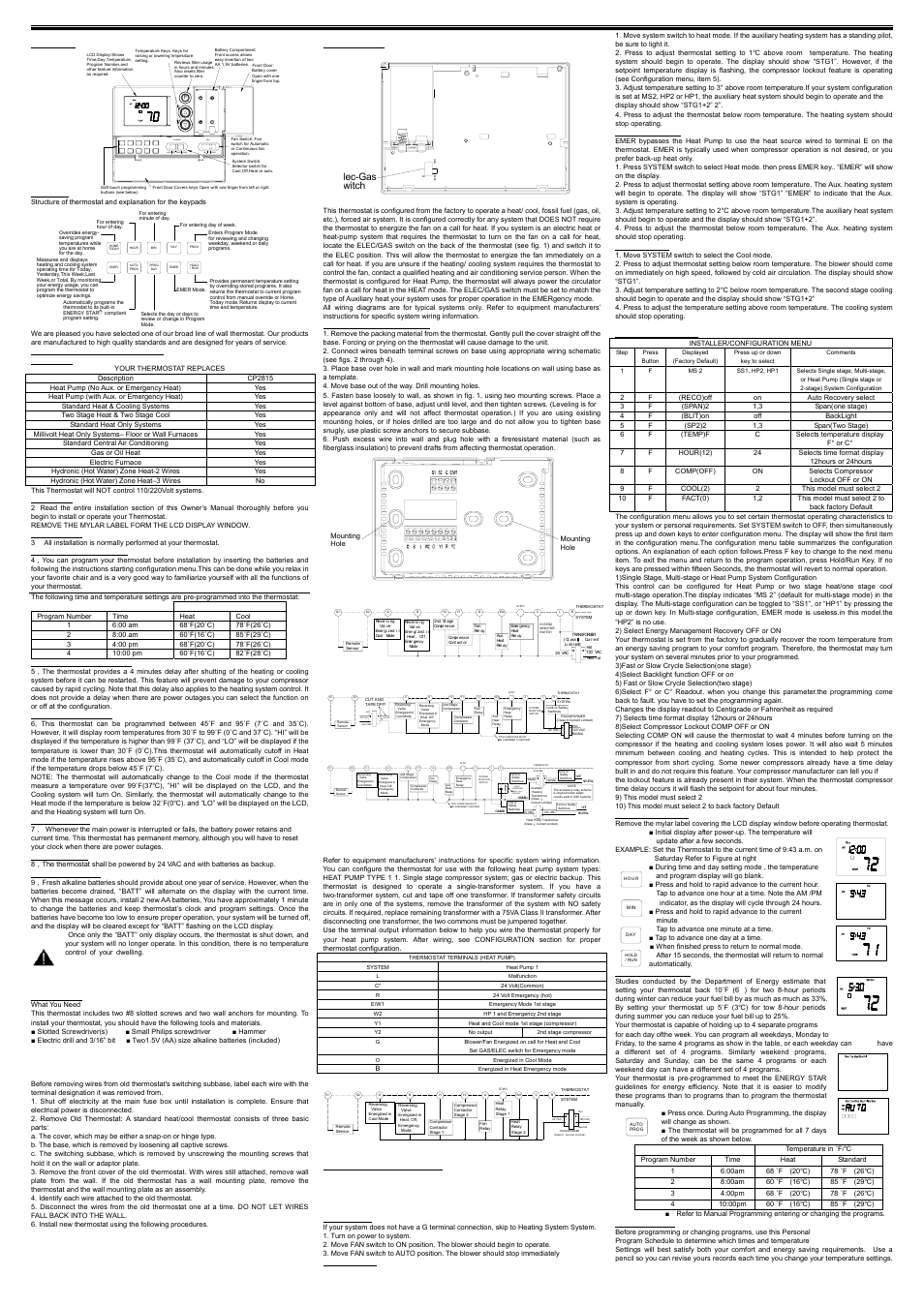 Comfort Stat CP2815 User Manual | 3 pages