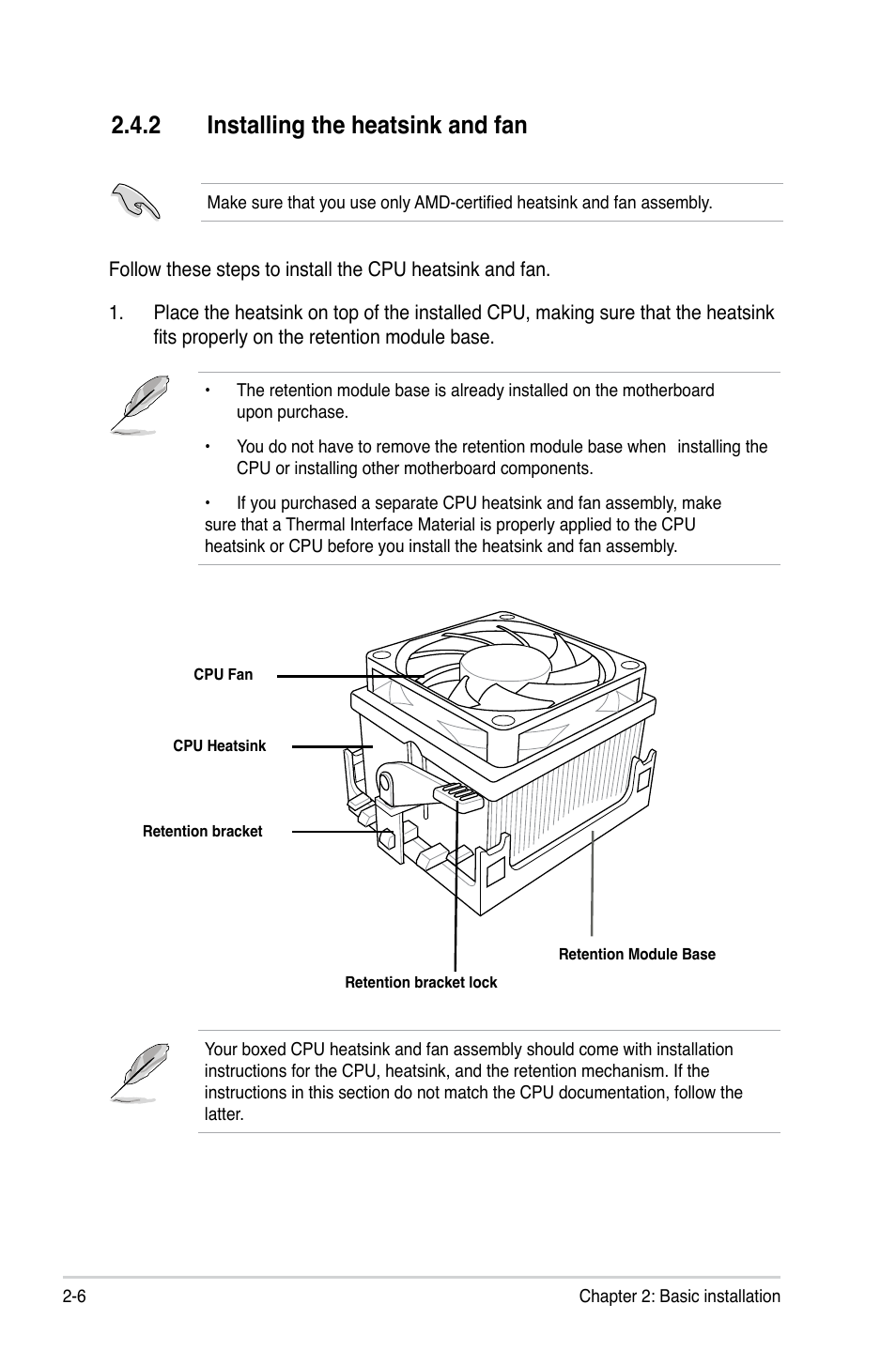 2 installing the heatsink and fan | Asus V3-M2NC61P User Manual | Page 24 / 104