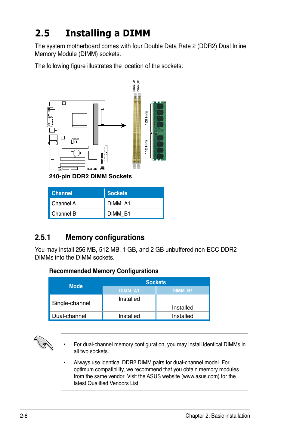 5 installing a dimm | Asus V3-M2NC61P User Manual | Page 26 / 104