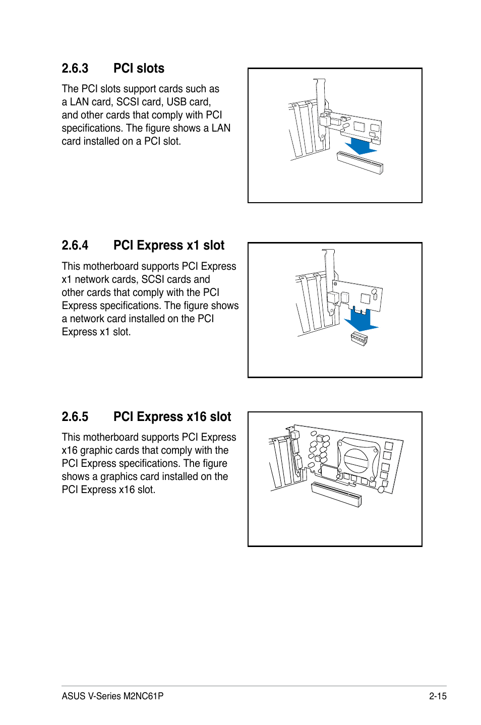 3 pci slots, 4 pci express x1 slot, 5 pci express x16 slot | Asus V3-M2NC61P User Manual | Page 33 / 104