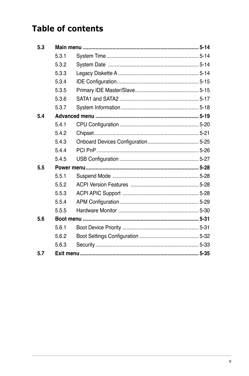 Asus V3-M2NC61P User Manual | Page 5 / 104