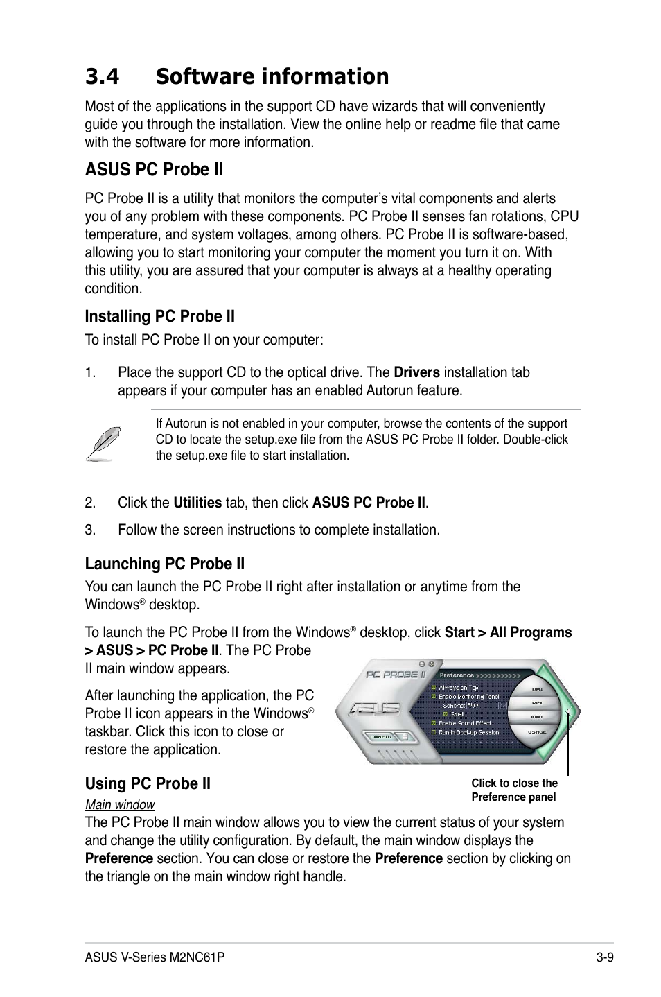 4 software information, Asus pc probe ii | Asus V3-M2NC61P User Manual | Page 51 / 104