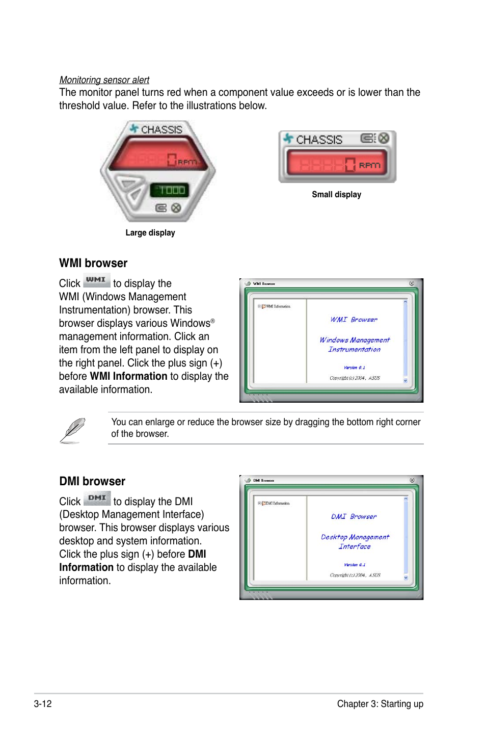 Wmi browser, Dmi browser | Asus V3-M2NC61P User Manual | Page 54 / 104