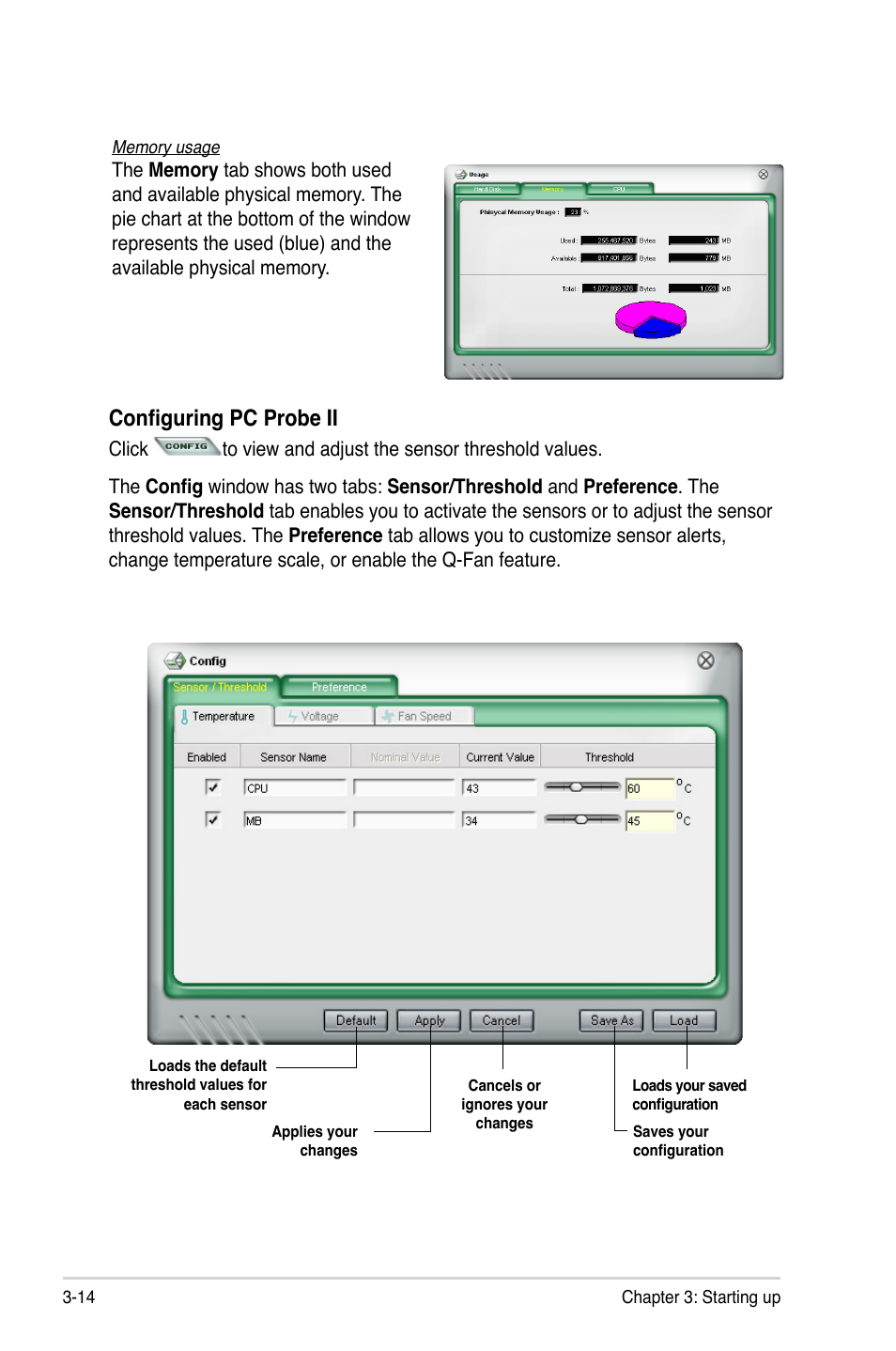 Configuring pc probe ii | Asus V3-M2NC61P User Manual | Page 56 / 104