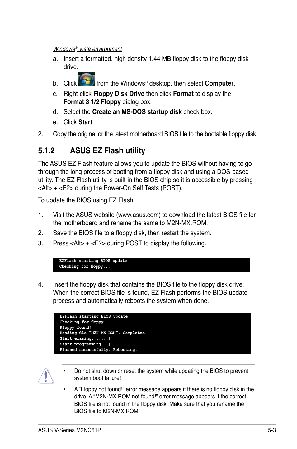 2 asus ez flash utility | Asus V3-M2NC61P User Manual | Page 71 / 104