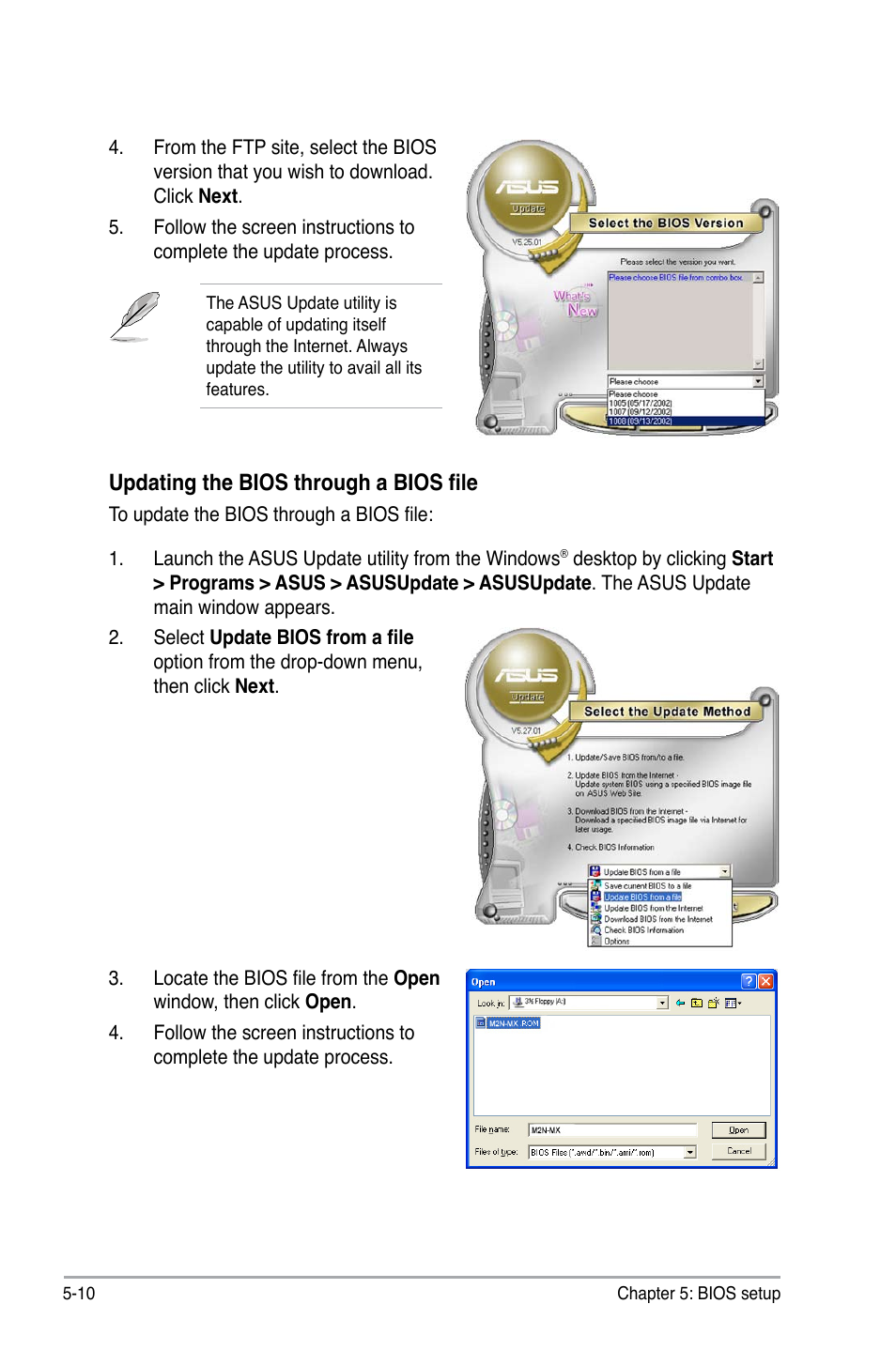 Updating the bios through a bios file | Asus V3-M2NC61P User Manual | Page 78 / 104