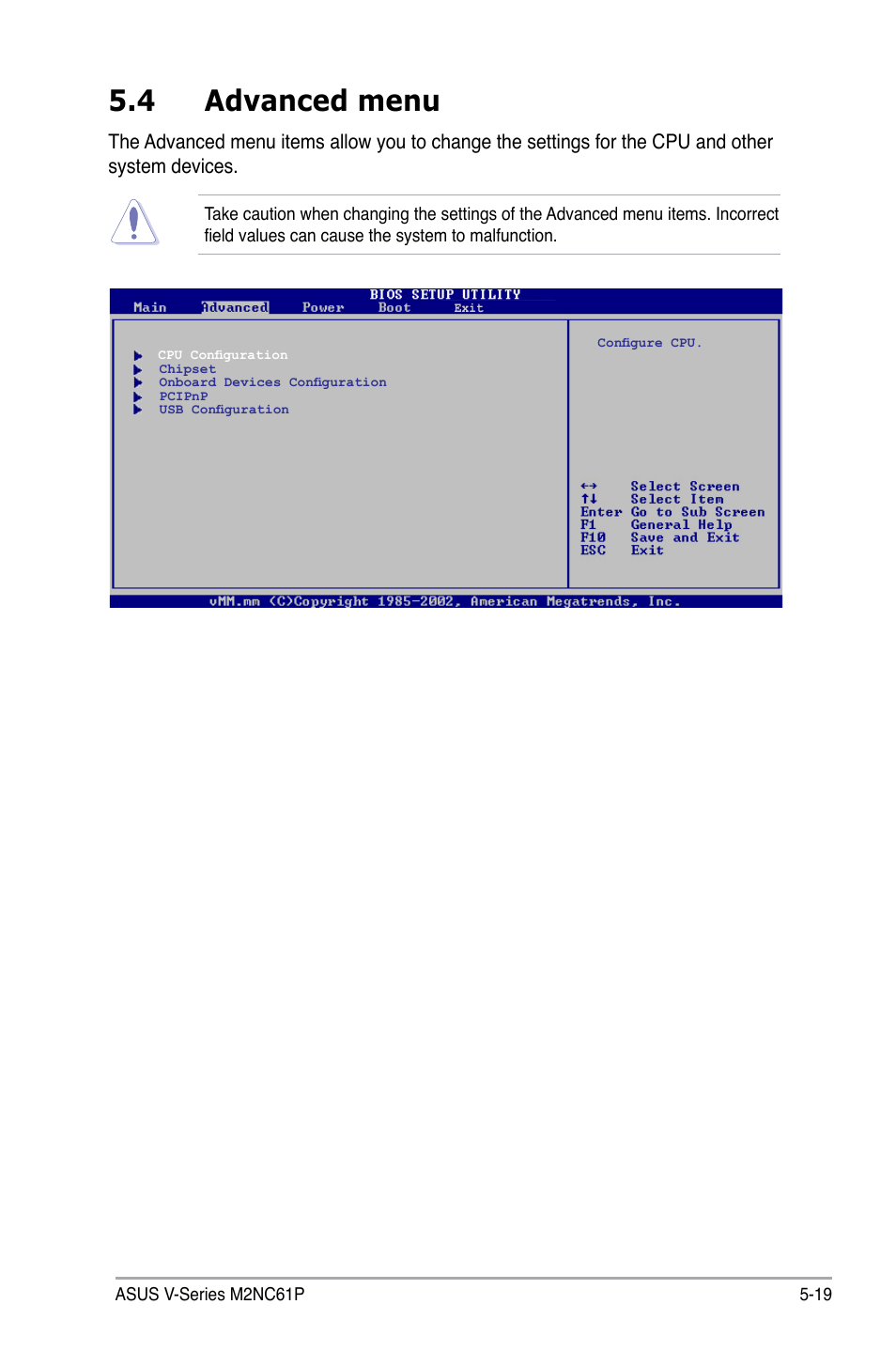 4 advanced menu | Asus V3-M2NC61P User Manual | Page 87 / 104