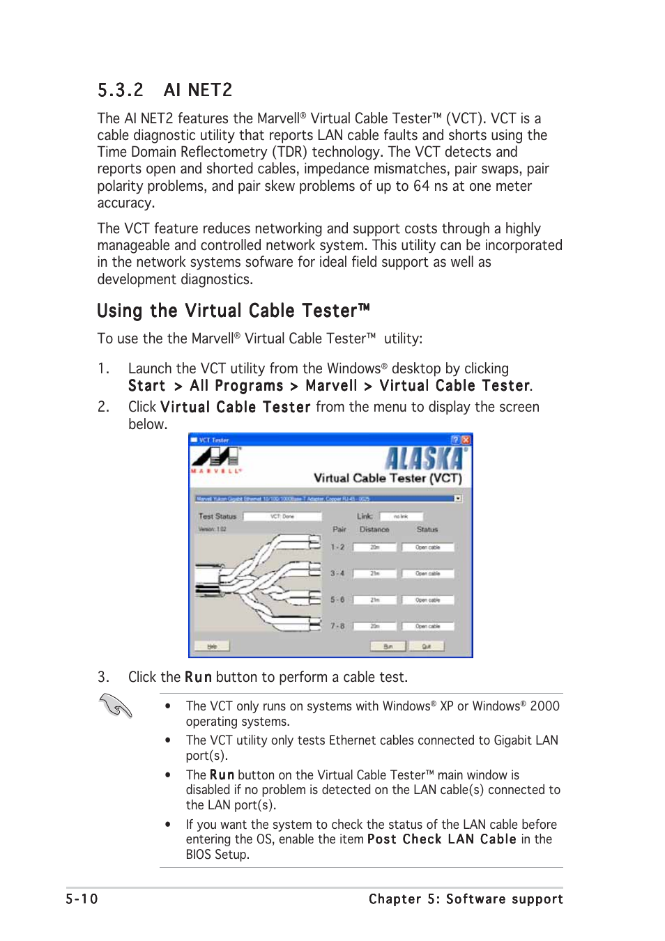 Using the virtual cable tester | Asus P5AD2 Deluxe User Manual | Page 120 / 148